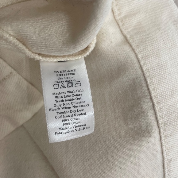 EVERLANE Denim Chore Jacket Bone Pockets Cream Off-White Outdoors X-Small - Picture 15 of 16